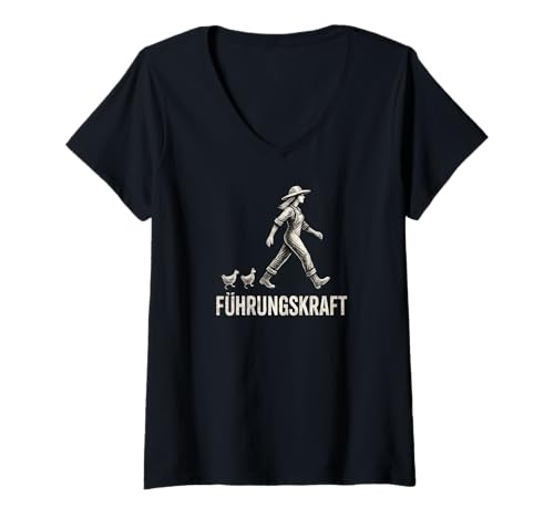 Damen Führungskraft Hühner - Landwirtin Bäuerin Hühnerhalterin T-Shirt mit V-Ausschnitt Damen Führungskraft Hühner - Landwirtin Bäuerin Hühnerhalterin T-Shirt mit V-Ausschnitt von Hühnerhalter Sprüche & Geschenke