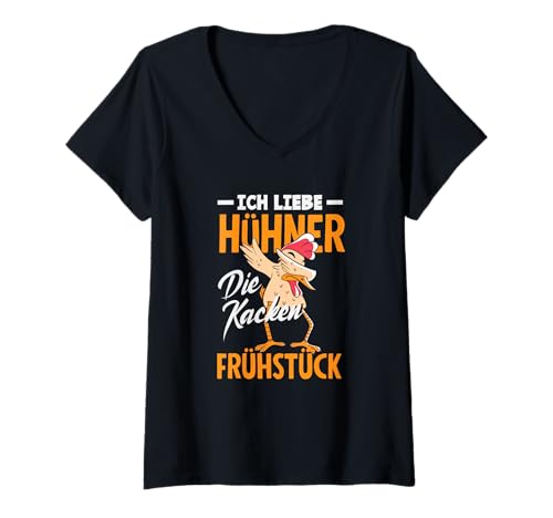 Damen Ich Liebe Hühner Die Kacken Frühstück Lustiger Spruch T-Shirt mit V-Ausschnitt Damen Ich Liebe Hühner Die Kacken Frühstück Lustiger Spruch T-Shirt mit V-Ausschnitt von Hühnerliebe Frühstück Humor Hühner Geschenke
