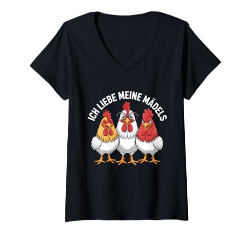 Damen Ich Liebe Meine Mädels Hühnerzüchter Huhn Landwirtschaft T-Shirt mit V-Ausschnitt Damen Ich Liebe Meine Mädels Hühnerzüchter Huhn Landwirtschaft T-Shirt mit V-Ausschnitt von Hühnerzüchter Landwirt Hühnerhalter