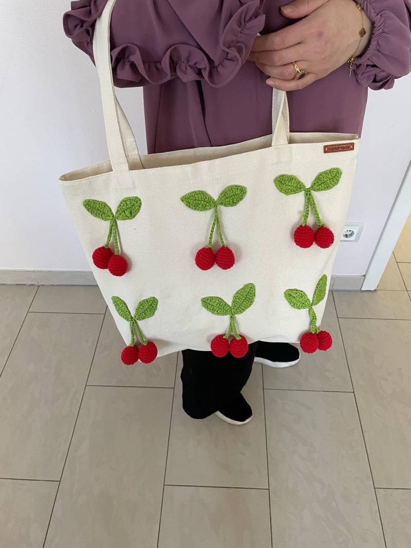 Cherry Tote Bag Handgemacht 100% Baumwolle Cherry Tote Bag Handgemacht 100% Baumwolle von HuelyasWorld