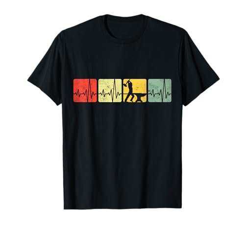Schmied Geschenk Männer Schmiedehammer Amboss EKG Heartbeats T-Shirt von Hufschmied Schmieden Vintage Retro Herzschlagen