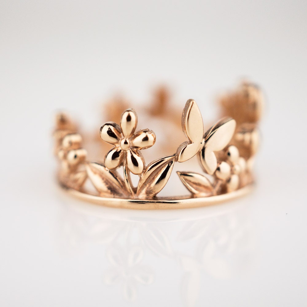 Rose Gold Plating Sterling Silber Blume Schmetterling Teddy Bär Tier Bänder Statement-Ringe von HugMeAngel