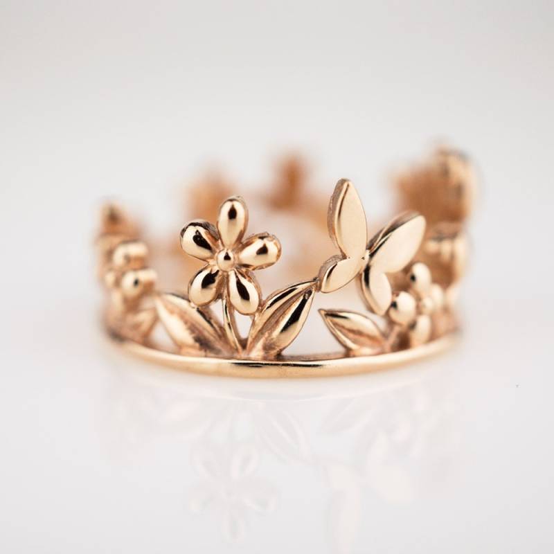 Rose Gold Plating Sterling Silber Blume Schmetterling Teddy Bär Tier Bänder Statement-Ringe von HugMeAngel