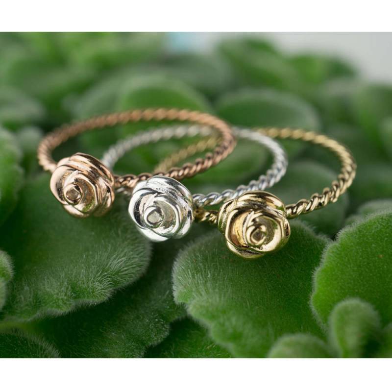 Silber Stieg Ringe Rose Gold Gelb Twisted Seil Kleine Goldringe Versandkostenfrei Geschenkverpackung Beliebiger Größe von HugMeAngel