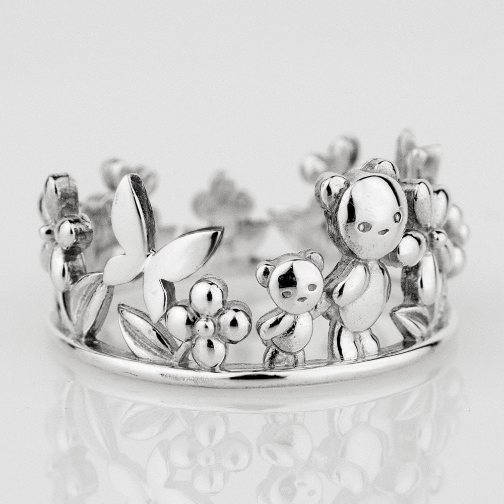 statement Silber Band Ringe Teddybär Blumengeschenk Für Ihren Schmetterling Mama & Kinder Besonderen Tag Mädchen Freundschaft Von Hugmeangel von HugMeAngel