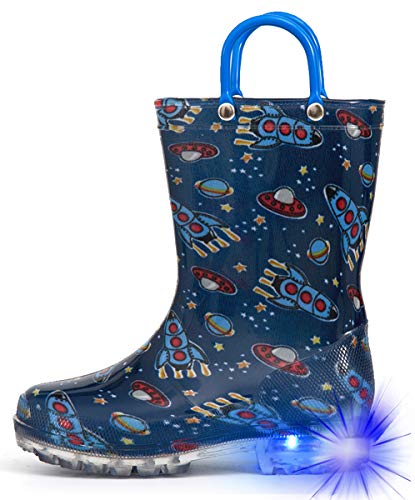 Hugrain Entzückende Kinder-Gummistiefel mit leicht anzuziehenden Griffen, Navy Cosmos, 24 EU von HugRain