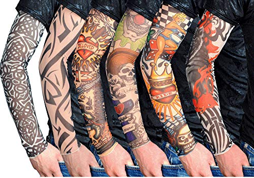 HugeStore 6 Stück Temporäre Gefälschte-Slip Tattoo Sleeves Arm Strümpfe Strümpfe Tätowierung Anziehen Kostüme Set A von HugeStore