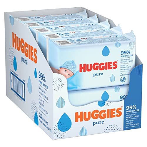 Huggies Pure Baby Feuchttücher – 10 Stück (10 x 72 Packungen, insgesamt 720 Tücher) von HUGGIES