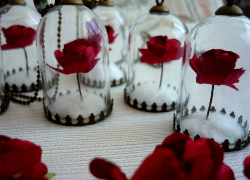 Kleiner Prinz Rose Halskette Glaskuppel Terrarium, Bronze Kette von HuggingBearr