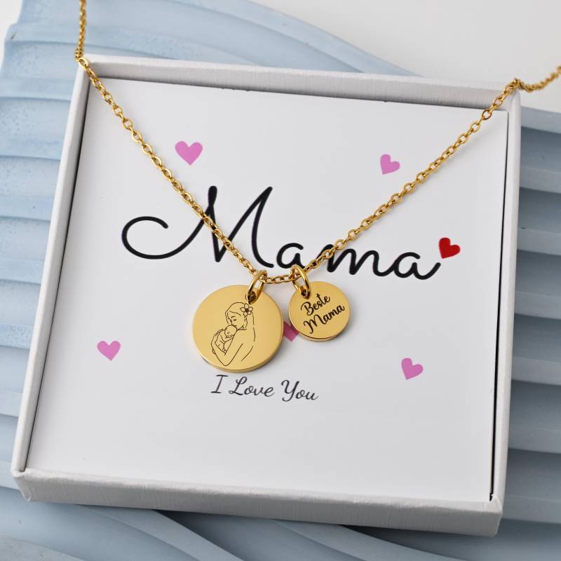 Bestes Geschenk Für Mama | Halskette Mit Gravur Anhänger Muttertagsgeschenk Personalisierbare Kette Geschenkbox Und Karte von HuggyhomeAtelier
