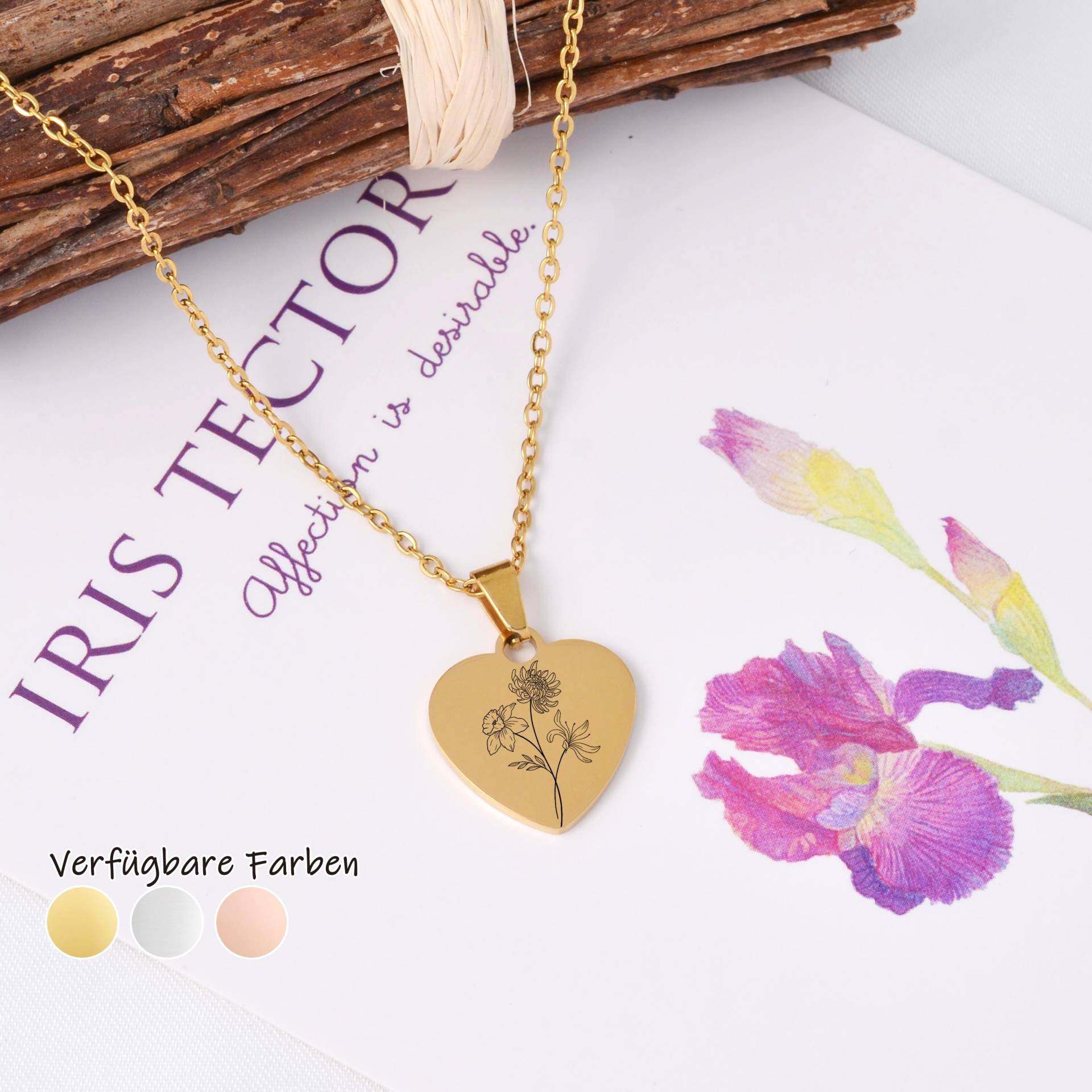 Geburtsblumenstrauß-Halskette, Ideales Muttertagsgeschenk Für Familie Oder Partner, Personalisierbarer Schmuck Aus Edelstahl Geburtsblumenstrauß-Halskette, Ideales Muttertagsgeschenk Für Familie Oder Partner, Personalisierbarer Schmuck Aus Edelstahl von HuggyhomeAtelier