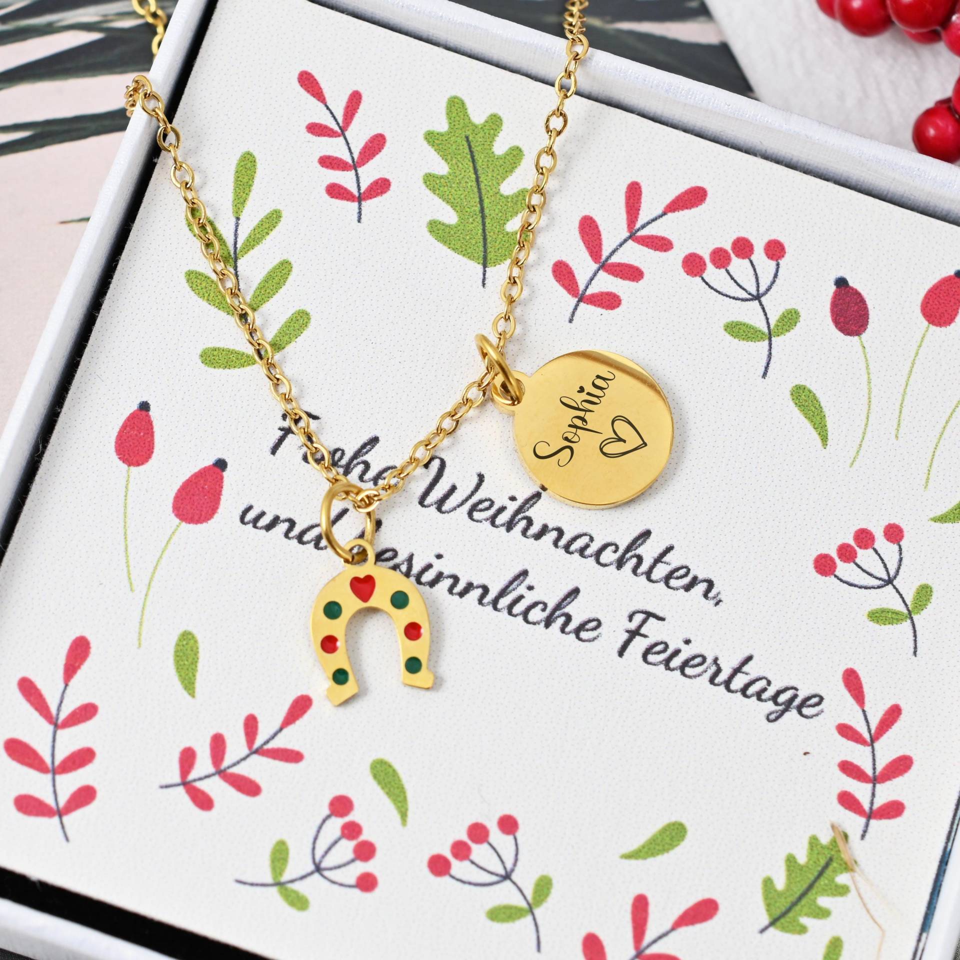 Glücks-Hufeisen Namenskette - Personalisiertes Geschenk Für Mädchen, Weihnachten, Nikolaus Überraschung, Adventskalender Befüllung von HuggyhomeAtelier