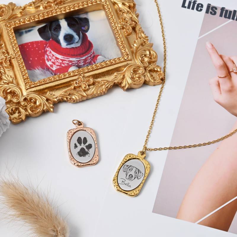Haustier Anhänger Mit Gravur - Handgezeichnetes Portrait | Spiegelpolierter Geschenk Für Hundemama, Katzenmama von HuggyhomeAtelier
