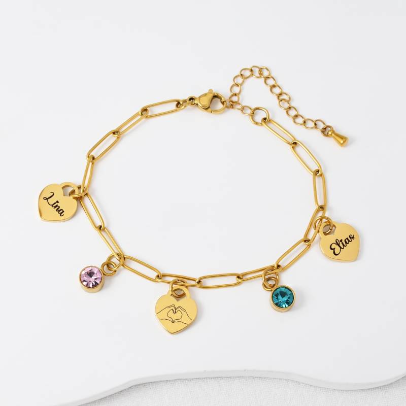Herz-Anhänger & Geburtsstein-Armband Mit Name - Brautjungfern, Abitur Geschenk 2025 | Personalisierter Abschluss-Schmuck von HuggyhomeAtelier