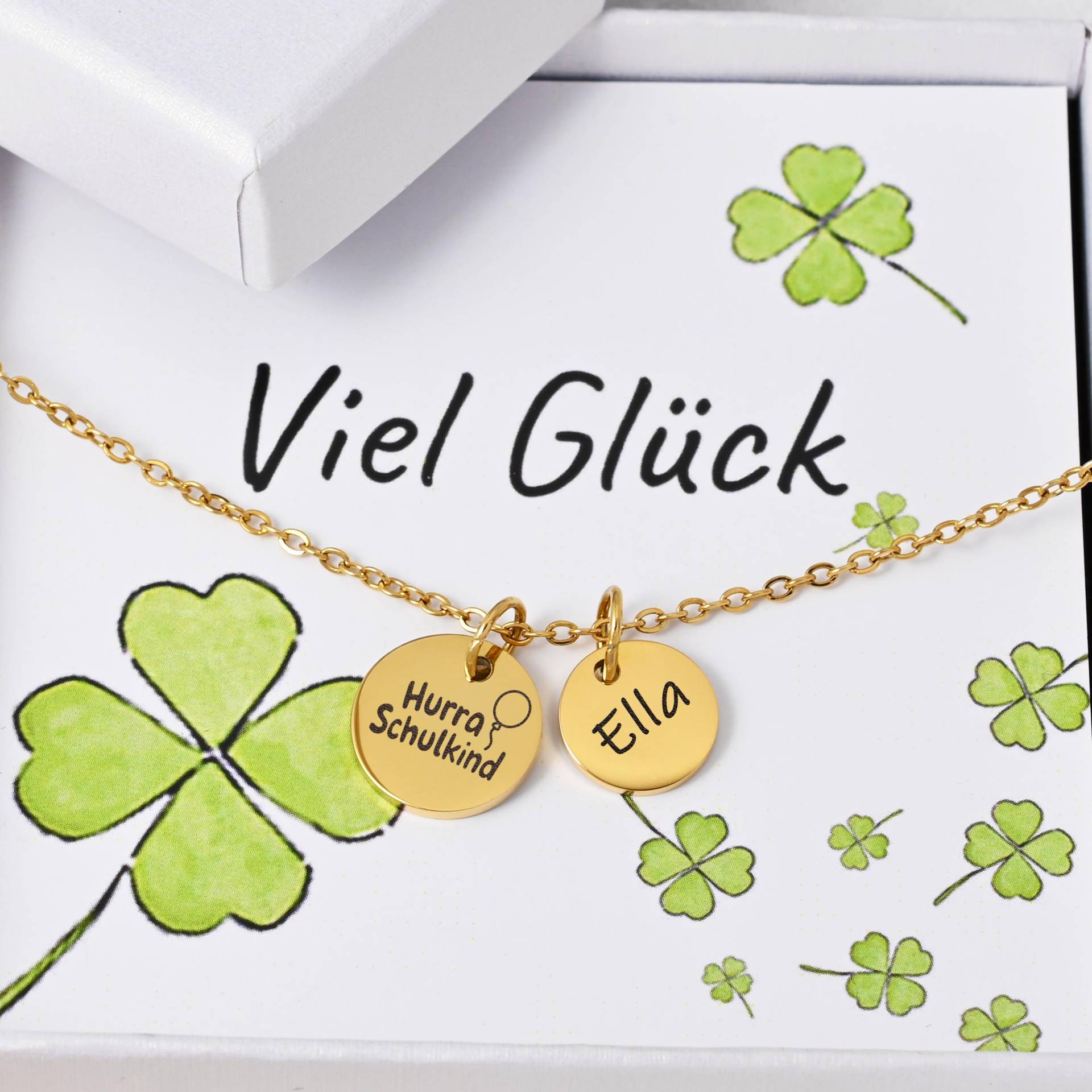 Schulkind Kette Personalisiert | Einschulung Geschenk 2025 Namenskette Mit Gravur Mutmacher Idee Für Schultüte von HuggyhomeAtelier