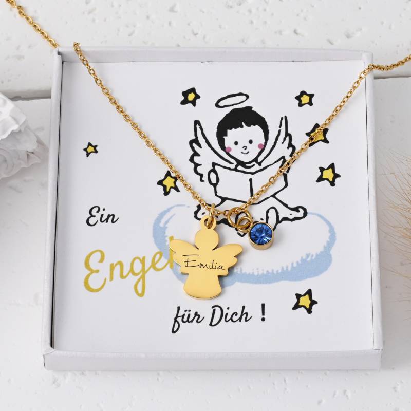 Schutzengel Halskette Mit Geburtsstein - Personalisiertes Geschenk Zur Taufe, Kommunion & Geburtstag -Namenskette Taufgeschenk Für Mädchen Schutzengel Halskette Mit Geburtsstein - Personalisiertes Geschenk Zur Taufe, Kommunion & Geburtstag -Namenskette Taufgeschenk Für Mädchen von HuggyhomeAtelier