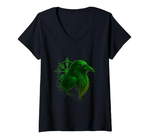Damen Hugin & Munin die Raben Odins Wikinger Kelten Valhalla Rabe T-Shirt mit V-Ausschnitt Damen Hugin & Munin die Raben Odins Wikinger Kelten Valhalla Rabe T-Shirt mit V-Ausschnitt von Hugin & Munin Shop