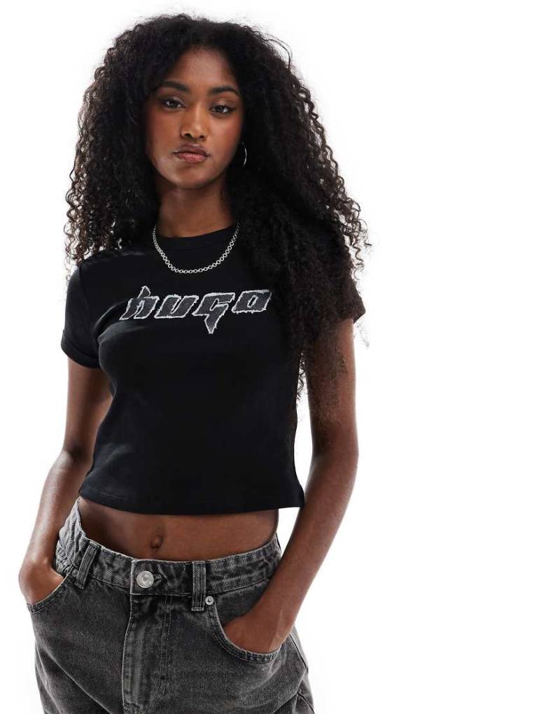 HUGO Blue - Dalia - Cropped-T-Shirt in Schwarz von Hugo Blue