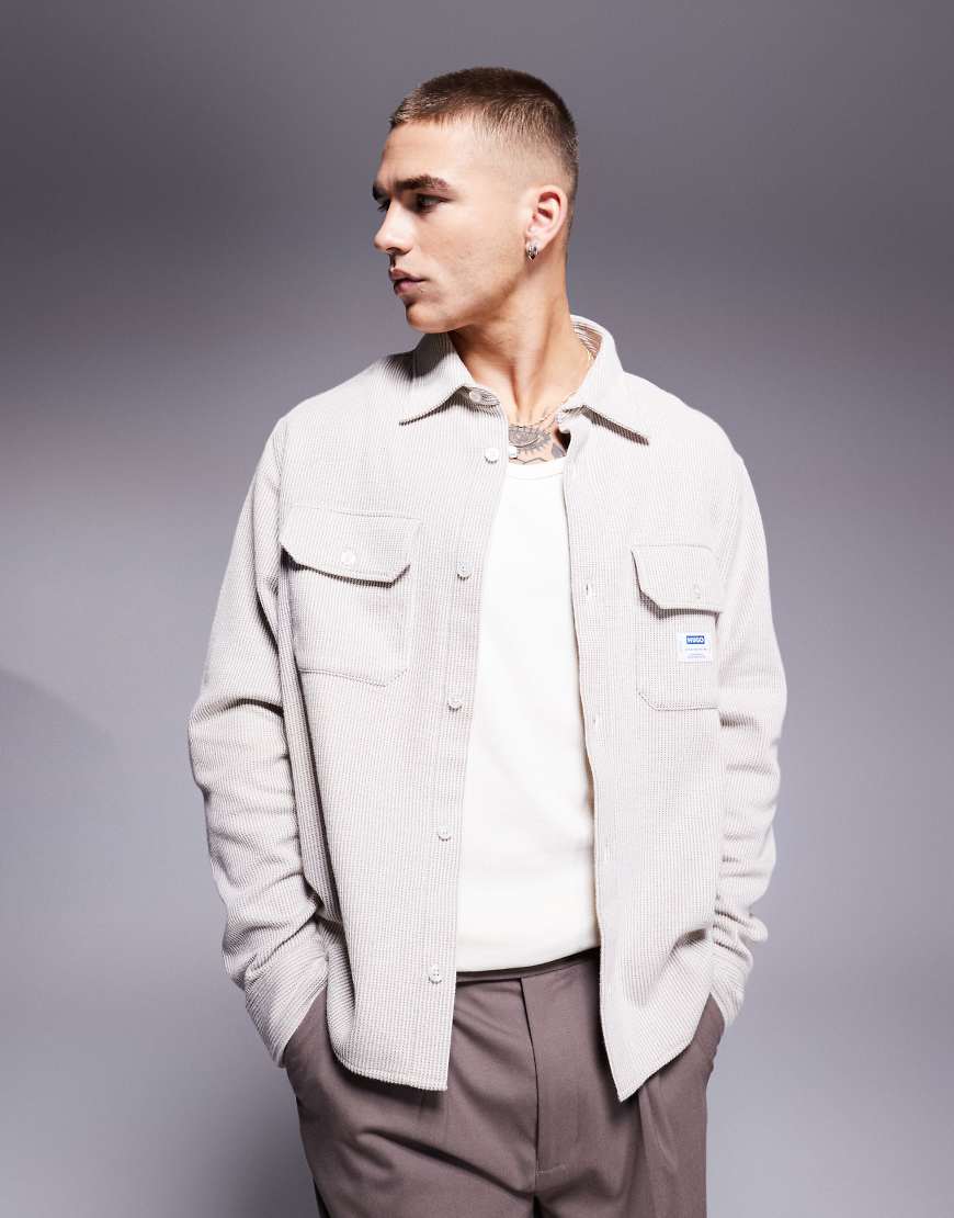 HUGO Blue - Ekynone - Oversize-Hemdjacke in gebrochenem Weiß von Hugo Blue