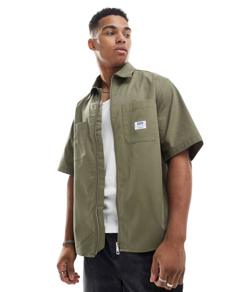 HUGO Blue - Ekyz - Kurzärmliges Hemd in Grün von Hugo Blue