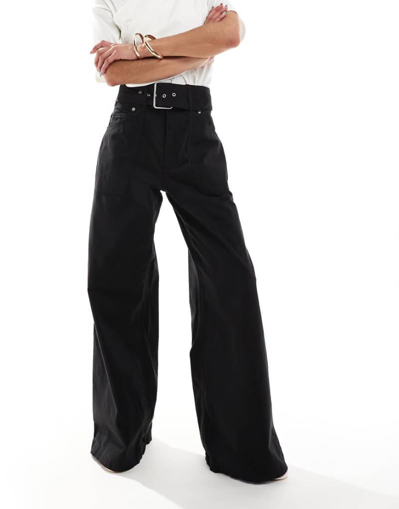 HUGO Blue - Hicandi - Hose in Schwarz mit weitem Schnitt von Hugo Blue
