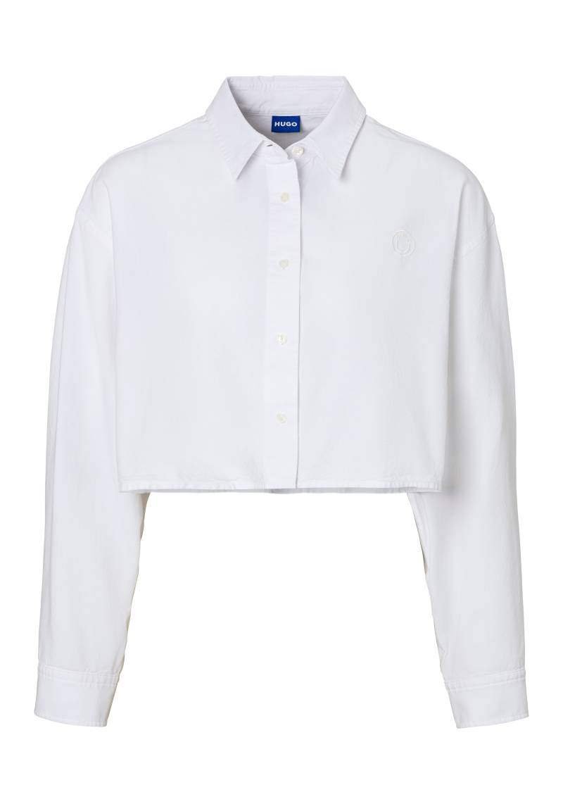 HUGO Blue Klassische Bluse "Erisa B" Oxford Qualität, tonale Logostickerei, Cropped, Style Fashion von Hugo Blue