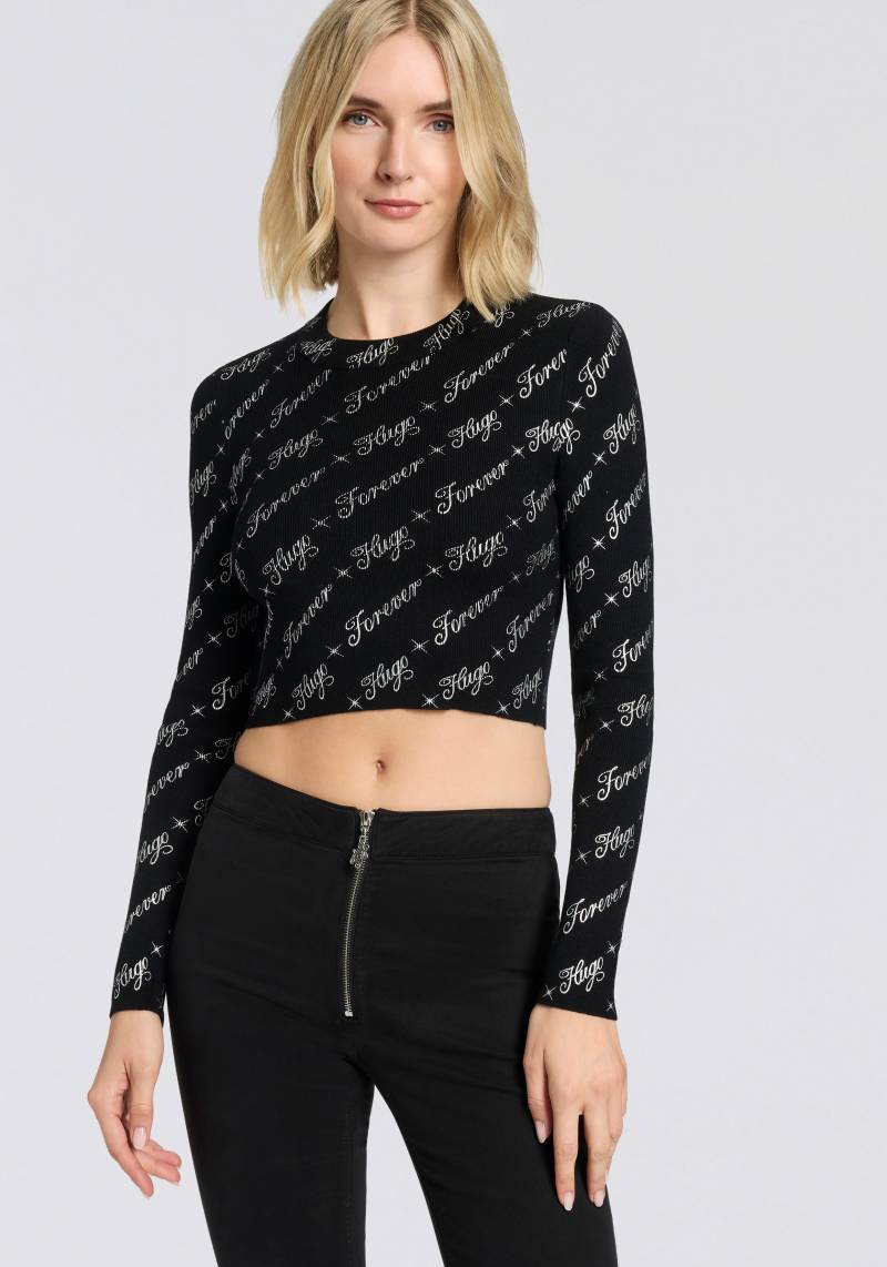 HUGO Blue Langarmshirt "Soiler" mit All-Over-Print, cropped von Hugo Blue