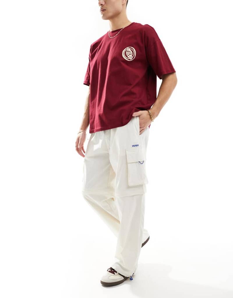 HUGO Blue - Locker geschnittene Cargohose in Wollweiß von Hugo Blue