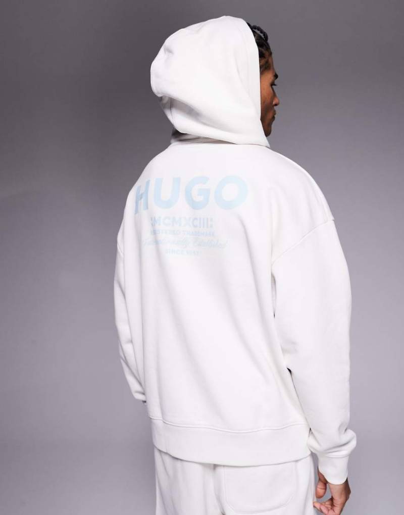 HUGO Blue - Loose-Fit-Kapuzenpullover in Steingrau mit blauem Logo, Kombiteil-Neutral von Hugo Blue