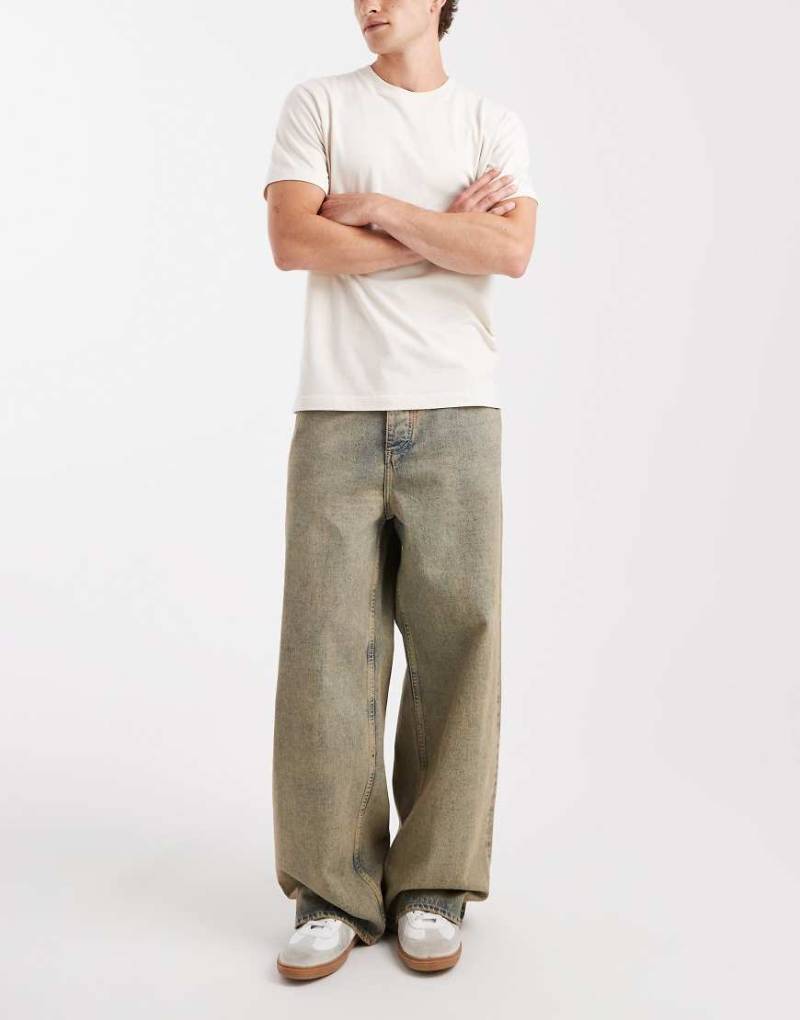 HUGO Blue - Mason - Lockere Baggy-Fit-Jeans in mittelblauer Vintage-Waschung von Hugo Blue