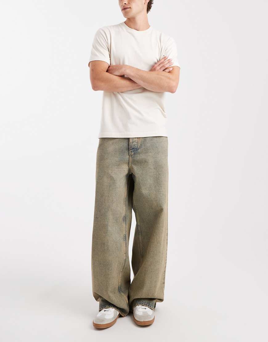 HUGO Blue - Mason - Lockere Baggy-Fit-Jeans in mittelblauer Vintage-Waschung von Hugo Blue