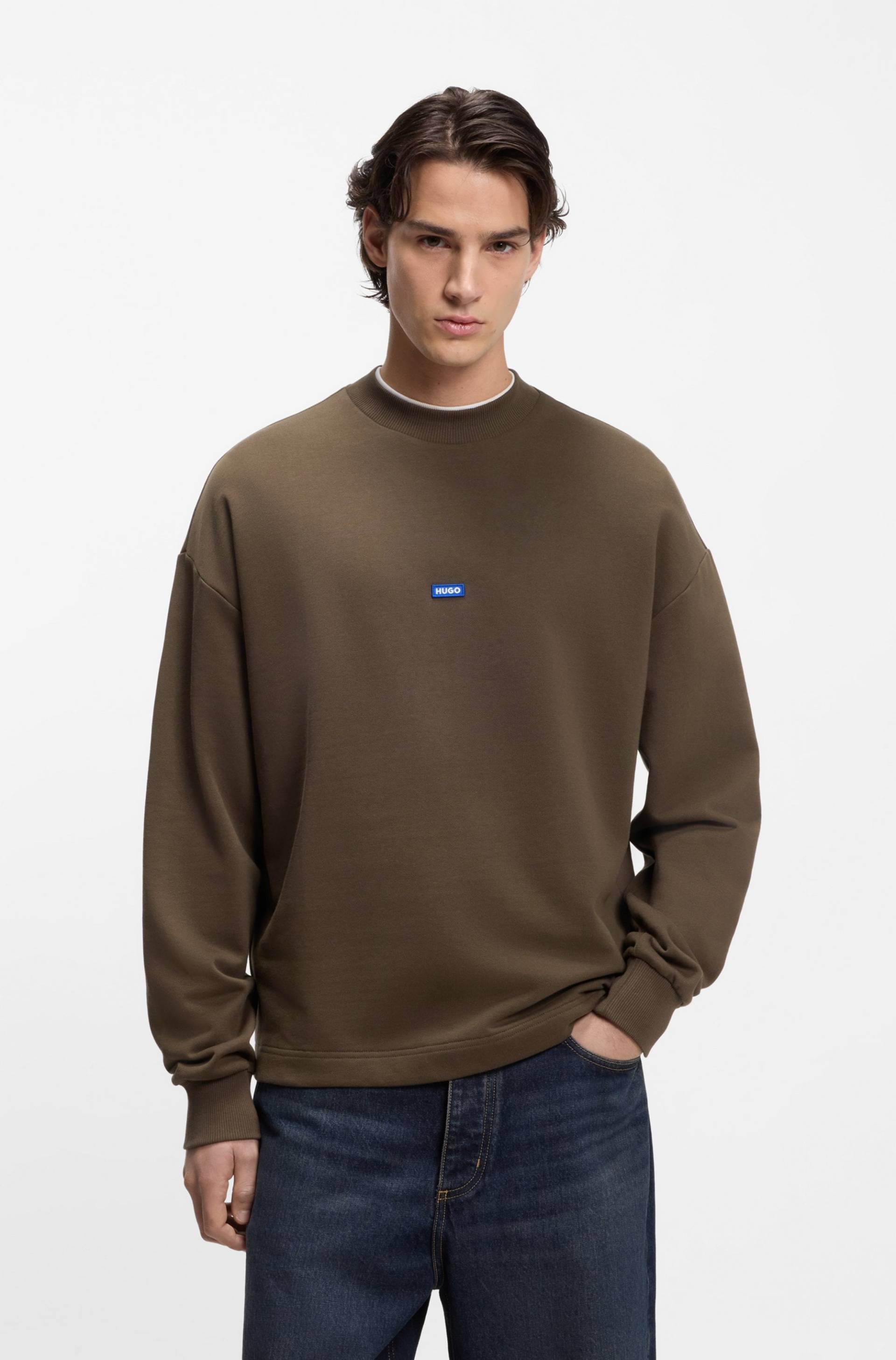 HUGO Blue Sweatshirt "Nedro", Rundhalsausschnitt, Regular Fit, Logo-Patch von Hugo Blue