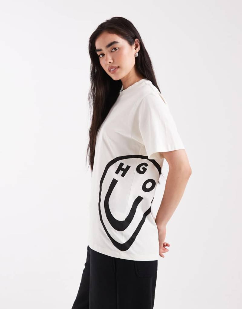 HUGO Blue - Vintage - T-Shirt in Wollweiß von Hugo Blue