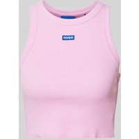 Hugo Blue Crop Top in Ripp-Optik in Pink, Größe XS von Hugo Blue