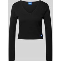 Hugo Blue Cropped Longsleeve Modell 'Darimina' in Black, Größe L von Hugo Blue