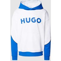 Hugo Blue Hoodie in Two-Tone-Machart Modell 'Nalker' in Weiss, Größe M von Hugo Blue