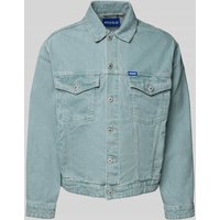 Hugo Blue Jeansjacke mit Brusttaschen und Label-Stitching Modell 'Dex' in Jeansblau, Größe L von Hugo Blue