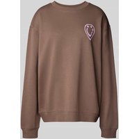 Hugo Blue Oversized Sweatshirt mit Rundhalsausschnitt in Mud, Größe S von Hugo Blue