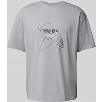 Hugo Blue Oversized T-Shirt aus Viskose Modell 'Nabion' in Hellgrau, Größe L von Hugo Blue