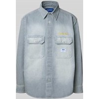 Hugo Blue Relaxed Fit Freizeithemd mit Label-Details Modell 'Ebolt' in Hellblau, Größe XXL von Hugo Blue