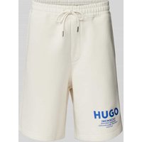 Hugo Blue Shorts mit Allover-Muster in Offwhite, Größe L von Hugo Blue