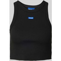 Hugo Blue Crop Top in Ripp-Optik in Black, Größe M von Hugo Blue