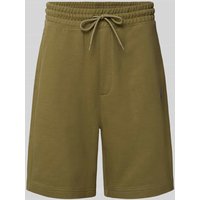 Hugo Blue Sweatshorts mit Logo-Patch Modell 'Nasensio' in Oliv, Größe XXL von Hugo Blue