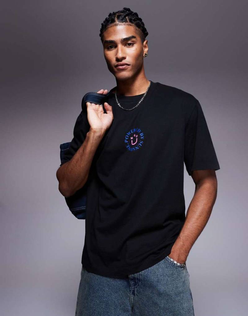 Hugo Blue - T-Shirt in Schwarz mit Logoprint von Hugo Blue