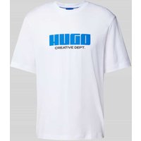 Hugo Blue T-Shirt mit Label-Print Modell 'Newromi' in Weiss, Größe XXL von Hugo Blue