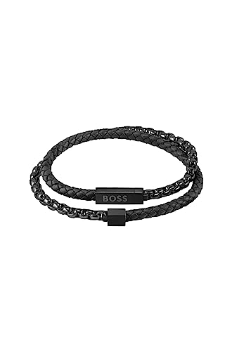 BOSS Jewelry Lederarmband für Herren Kollektion BLENDED Schwarz - 1580150M von BOSS