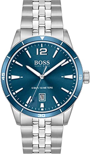 BOSS Analog Quarzuhr für Herren mit Silbernes Edelstahlarmband - 1513902 von BOSS