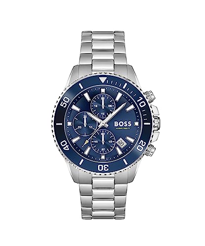 BOSS Chronograph Quarz Uhr für Herren mit Silbernes Edelstahlarmband - 1513907 von BOSS