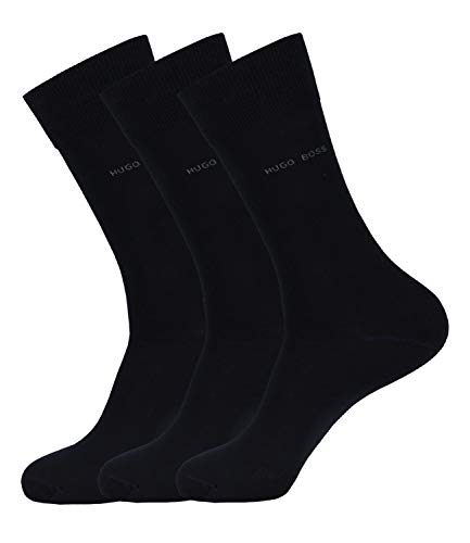 Hugo Boss Herren Socken Strümpfe Business George RS Uni 50388433 3 Paar, Farbe:Schwarz, Größe:43-44, Menge:3 Paar (3x 1 Paar), Artikel:50388433-001 black von HUGO BOSS