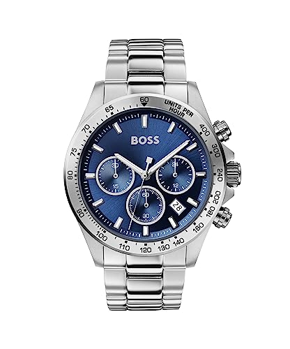 BOSS Chronograph Quarz Uhr für Herren mit Silbernes Edelstahlarmband - 1513755 von BOSS